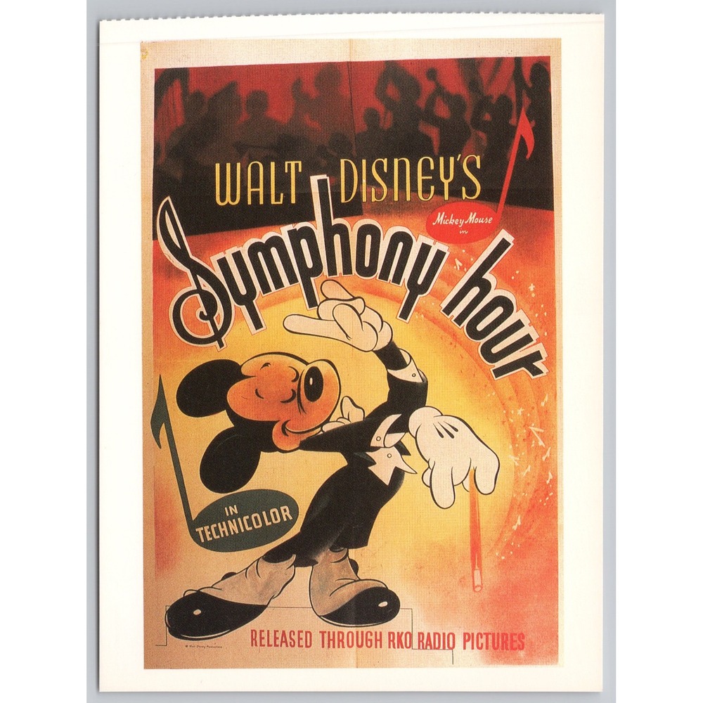 Vintage Walt Disney Mickey Mouse Postcard Symphony Hour 1942 Art 4.75x6.5 A7